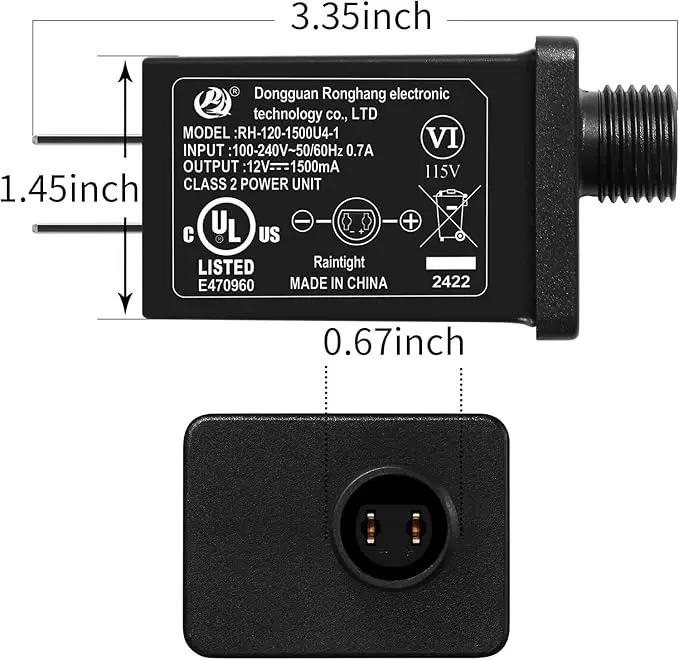 Replacement Yard Inflatable Adapter Power Supply Adaptor - 12V 1.5A 4Pcs- Inflatable Plug Replacement Class 2 Power Supply - for Christmas Tree Light/Thanksgiving Yard Blow Up Decorations by GreenHaven Gardens