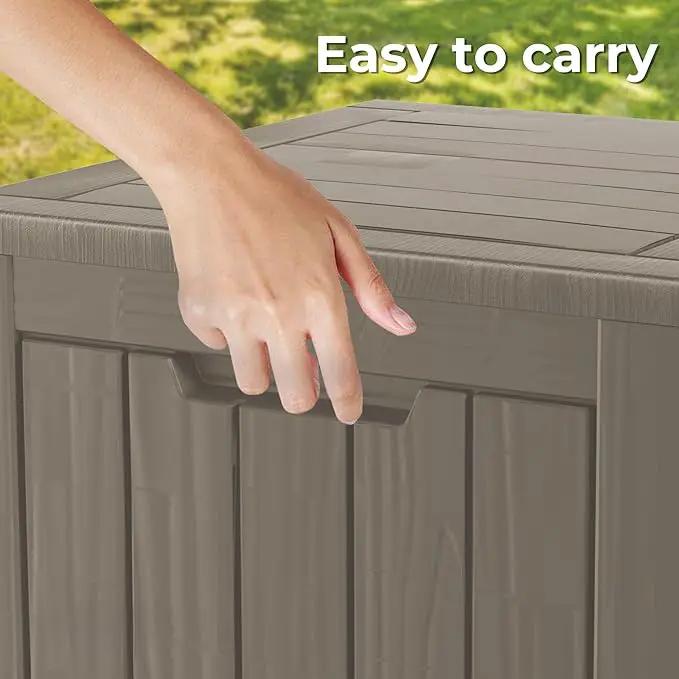 50 Gallon Outdoor Storage Box Waterproof Lockable Resin Deck Box Large, Patio Storage Bin for Pool Accessories Cushion Furniture, Garden Tools, UV-Resistant Outside Delivery Grey by GreenHaven Gardens