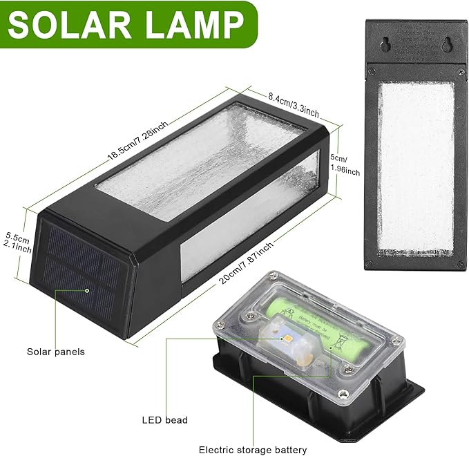 GOODFOEVER 4 Pack Solar Fence Lights Solar Post Accent Light/Wall Light for Outdoor, Yard, Fence, Porch and Garage, Body in Aluminum and Glass Waterproof by GreenHaven Gardens