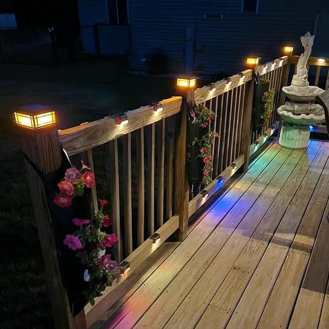 Dynaming 2 Pack Solar Flame Post Lights Outdoor, Solar Powered Fence Post Cap Lights, High Brightness Flickering Flame SMD LED Lighting Decor for Garden Deck Patio, 4x4, 5x5 or 6x6 Vinyl/Wooden Posts by GreenHaven Gardens