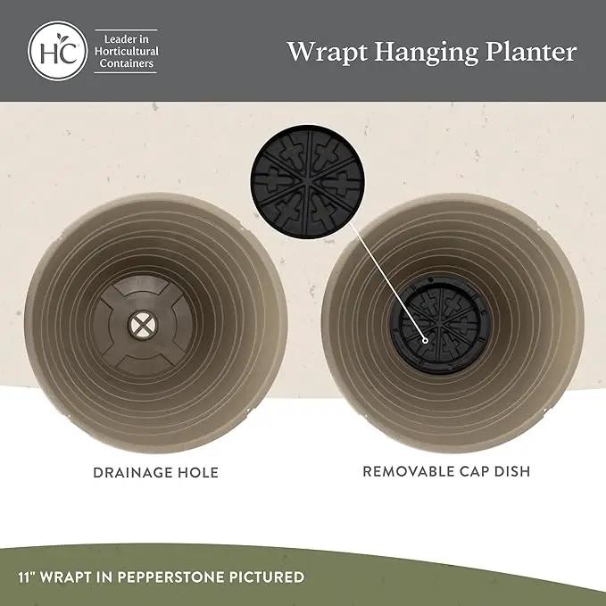 The HC Companies Wrapt Hanging Planters - Lightweight Plant Pot Hanger for Hanging Plants, Vegetables & Herbs - Outdoor & Indoor Hanging Basket for Plants (11" Black, Pack of 2) by GreenHaven Gardens