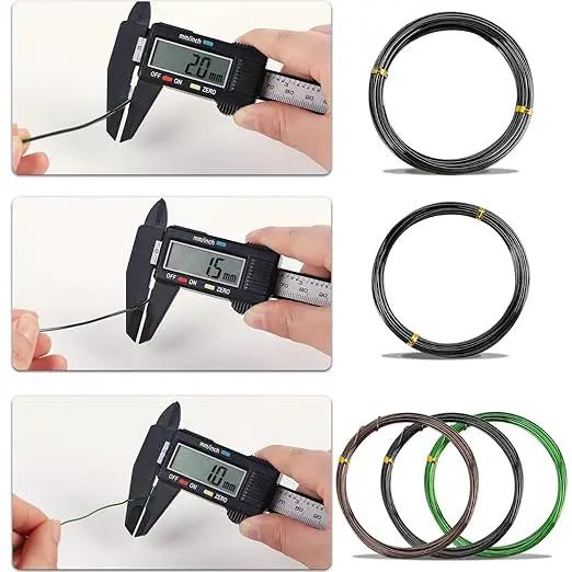 Sanlykate Bonsai Wire Tool Kit with Cutter, 5 Roll Tree Training Wires 164 Feet Total, 1.0mm, 1.5mm, 2.0mm Anodized Aluminum Wire Set, Hold Plant Branches Trunks (Black, Green, Brown) by GreenHaven Gardens