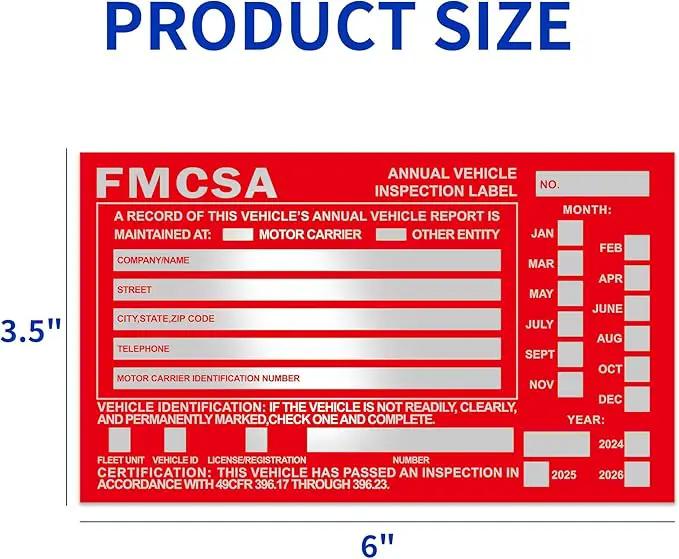 50-Pack Annual Vehicle Inspection Label 1.6 mil Aluminum Red FMCSA Label with Permanent Self Adhesive 6" x 3.5" DOT Compliant by GreenHaven Gardens