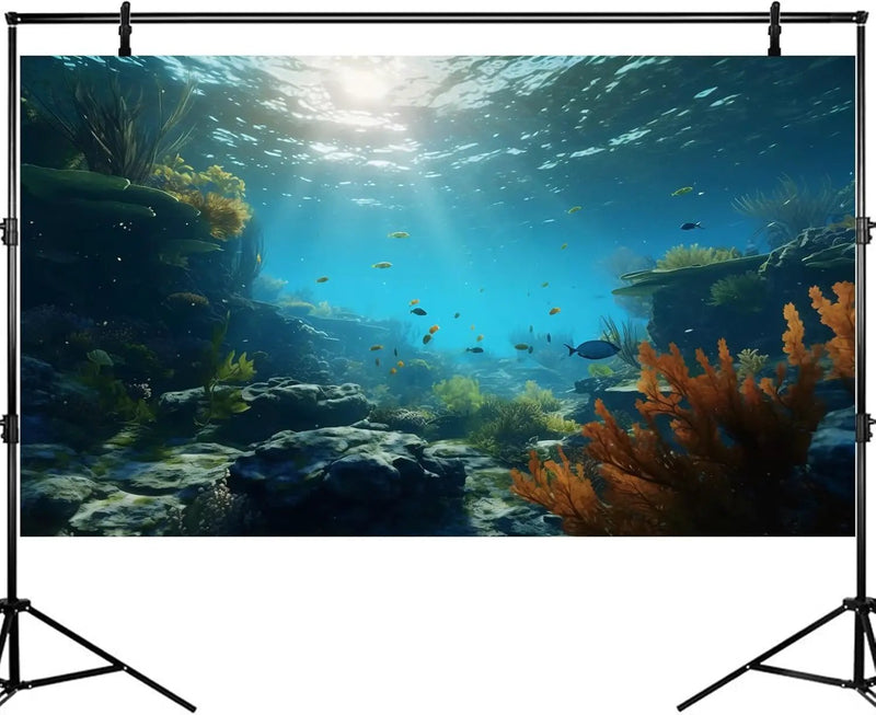 Ocean Floor Fish Tank Background Underwater Rock Aquarium Background Under The Sea Terrarium Backgrounds Aquatic Plants Sunlight Fish Tank Backgrounds Tropical Fish Aquarium Wallpaper 24x12in by GreenHaven Gardens
