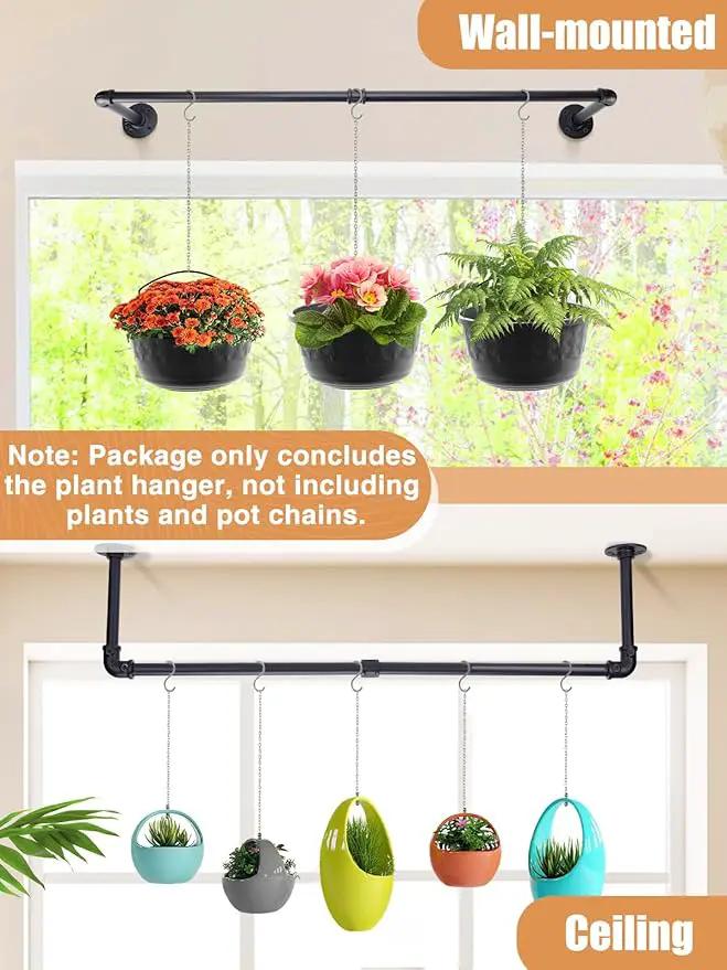 Plant Hanger Indoor, 34.2in Strong Load-Bearing Hanging Plant Holder, Window Plant Rod Black Metal Bar for Wall Ceiling Decor Shelves, 2 Pcs(Pot Chain & Plant Not Included) by GreenHaven Gardens