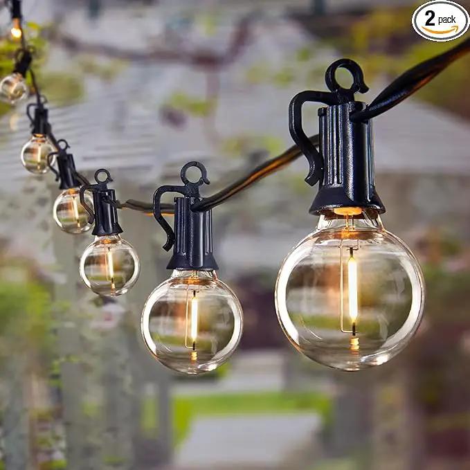 Brightown 60FT LED Outdoor Deck Lights - 2 Pack Patio Lights with 30 Shatterproof Clear Dimmable Edison Bulbs, Waterproof Connectable Hanging Lights for Outside Backyard Porch Party Christmas Decor by GreenHaven Gardens