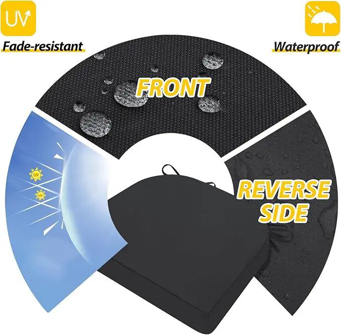 AAAAAcessories Outdoor Seat Cushions for Chairs, Waterproof, Fade-Resistant Patio Furniture Replacement Cushions, 17" x 16" x 2", Set of 4, Black by GreenHaven Gardens