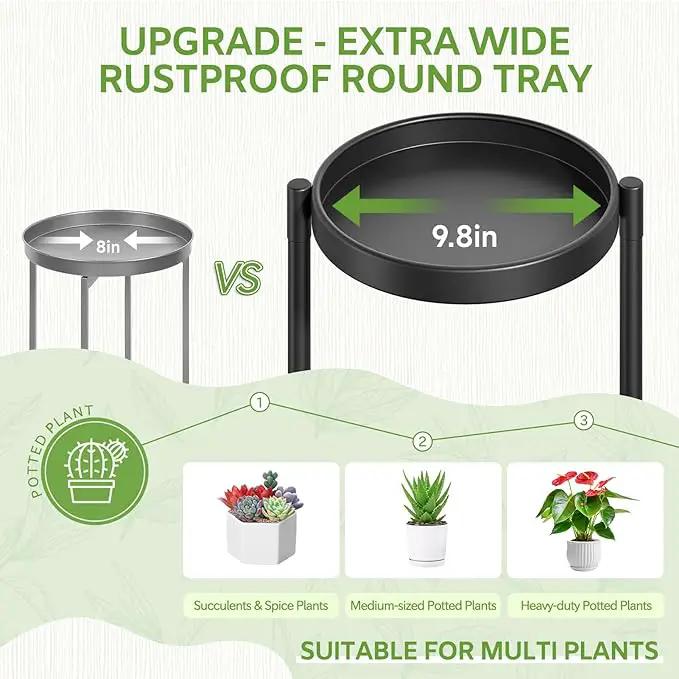 iDavosic.ly 5 Tier Large Plant Stand Indoor with 10 Inch Wide Tray, Tiered Corner Metal Outdoor Flower Display Holder Shelf, Folding Tall Rack for Patio Porch Living Room, Modern Black by GreenHaven Gardens