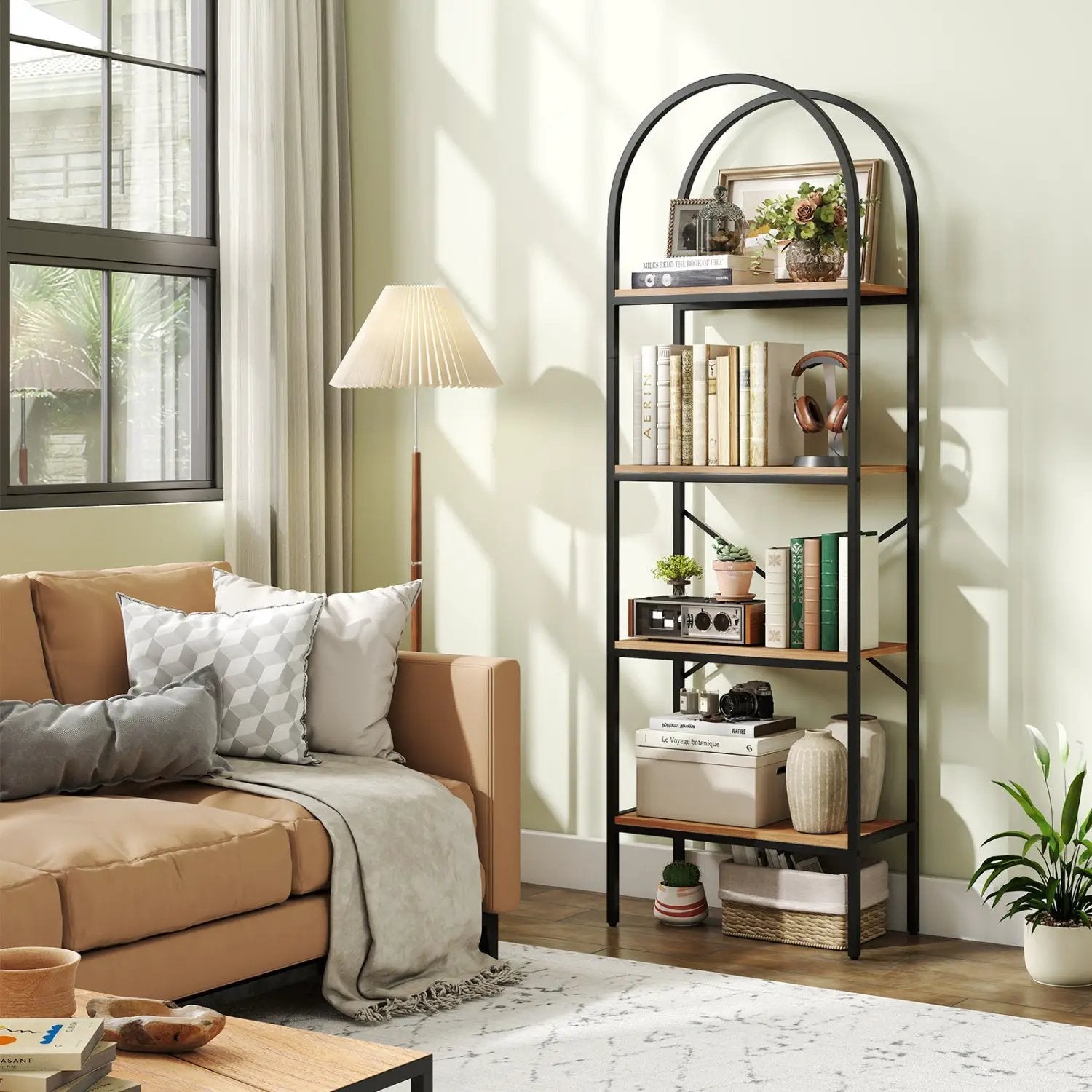 4-Tier Arched Bookcase with Metal Frame, 71" Tall by DirectDeals