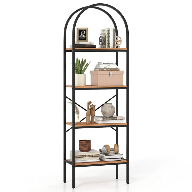 4-Tier Arched Bookcase with Metal Frame, 71" Tall by DirectDeals