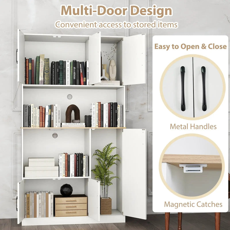 71" Tall Kitchen Pantry Cabinet with Charging Station Wooden Buffet Cupboard Sideboard by DirectDeals