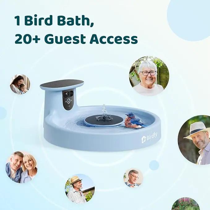 Birdfy Smart Bird Bath with Camera Solar Powered & Fountain, Dual-Lens Camera for Wildbird Watching, Auto Capture Bird Videos & Motion Detection - AI Lifetime Version by GreenHaven Gardens