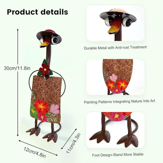 HONGLAND Duck Metal Yard Art - Duck Couple Garden Decor, Shovel Ornaments Outdoor Statue - 2 Pack Farmhouse Patio Balcony Gardening Gifts for Women by GreenHaven Gardens