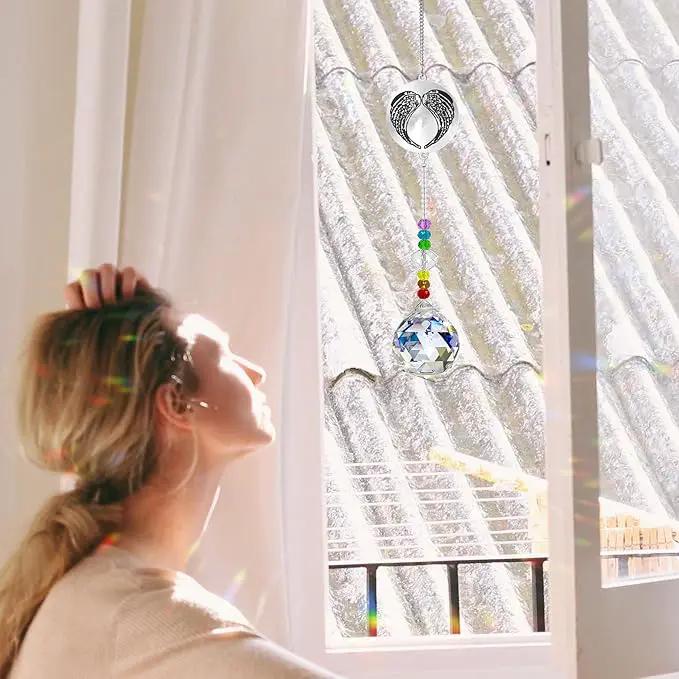 Memorial Gifts Crystal Suncatcher,Unique Sympathy Gifts for Loss of Loved One,Rainbow Maker Bereavement Gifts Box for Loss of Father Mom Dad Son Daughter Husband Brother Grandmother (Angel) by GreenHaven Gardens