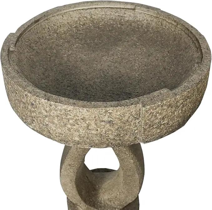 SKYFIRE 21.8”Birdbaths for The Garden Clearance -Concrete Modern Bird Bath for Outside, Yard Statue Decoration for Garden, Patio, Yard, Lawn -15.7”Dia X 21.8”H Contemporary Birdbath with Pedestal by GreenHaven Gardens