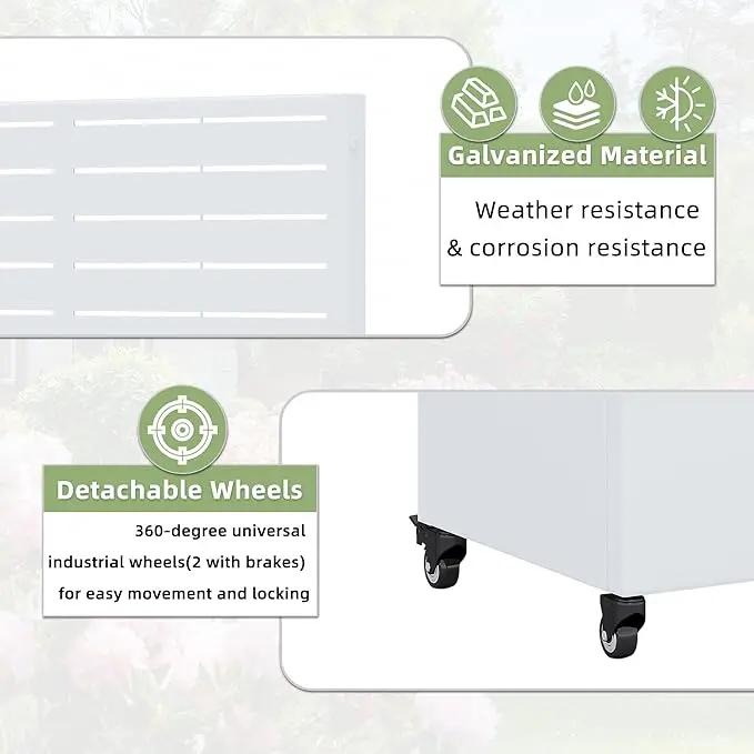 Casaphoria Metal Raised Garden Bed with Trellis and Wheels, 72"x35"x16" Planter Box for Climbing Plants, Vegetables & Vines, Features Drainage Holes and Privacy Screen (White-Louvered) by GreenHaven Gardens