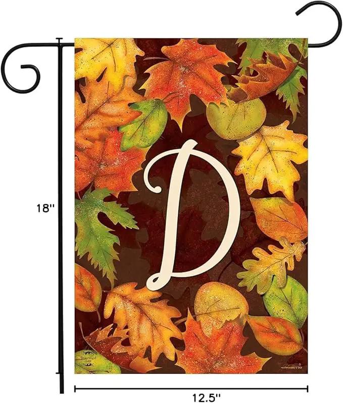 Briarwood Lane Fall Leaves Monogram Letter D Garden Flag by GreenHaven Gardens