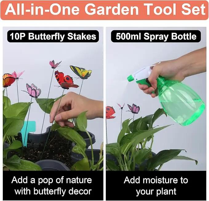 Vertical Planter, 5 Tier Stackable Strawberry Planter with Garden Tool Set, Movable Indoor/Outdoor Garden Herb Pot for Growing Vegetables and Succulents, Dark Gray by GreenHaven Gardens