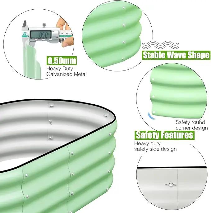 SnugNiture Galvanized Raised Garden Bed Outdoor, 2 Pcs 4x2x1ft Oval Metal Planter Box for Planting Plants Vegetables, Green by GreenHaven Gardens