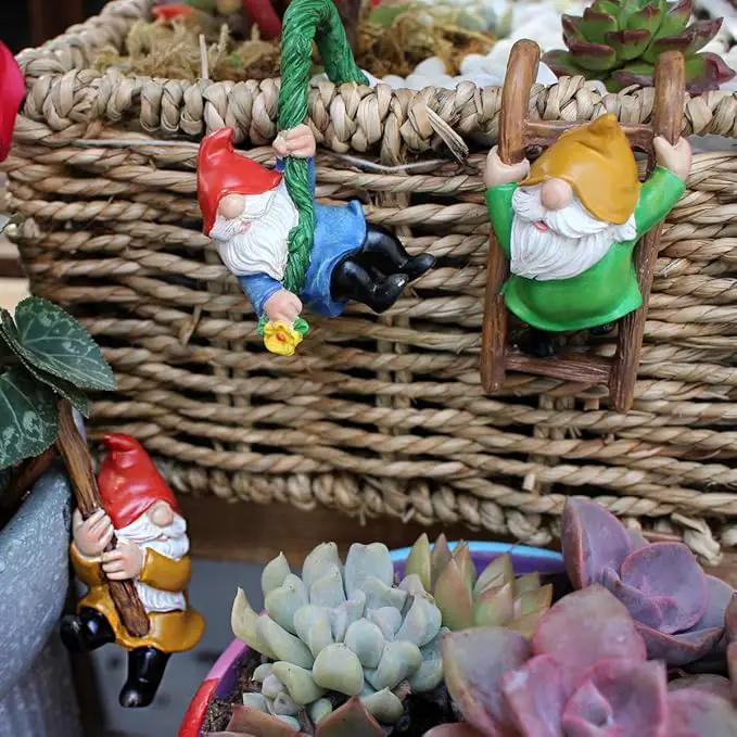 Set of 3 Cute Climbing Gnome Figurines Flower Pot Hugger, Resin Hanging Gnomes Statue Outdoor Decor Fence Ornaments for Patio Lawn Garden Yard by GreenHaven Gardens