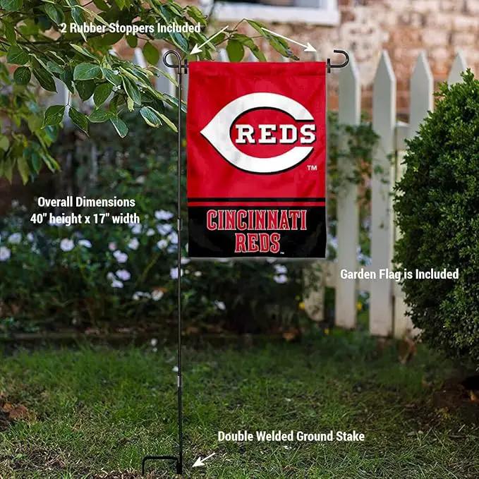 Cincinnati Reds Garden Flag with Stand Holder by GreenHaven Gardens