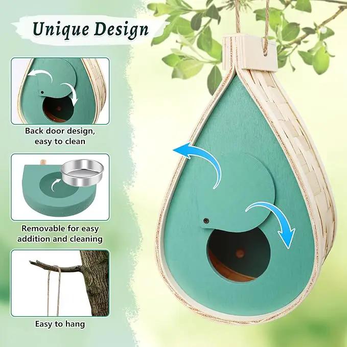 2 Pcs Butterfly House and Feeder, Wooden Hanging Butterfly House for Garden, Natural Butterfly Habitat with Butterfly Puddler for Bugs, Butterflies, Moths, Lacewings by GreenHaven Gardens