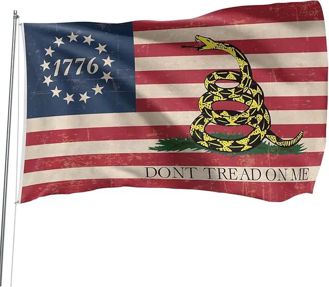 Don't Tread On Me Flag 1776 Flag 3x5 Ft Retro American Flag Polyester Double Sided Mirror Printing Outdoor House Patriotic Banner Decorate by GreenHaven Gardens