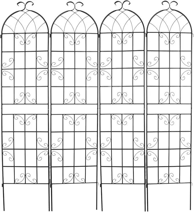 4 Pack Metal Garden Trellis 86.2x19.7inch for Climbing Plants,Rustproof Sturdy Black Steel Trellis Plants Support Outdoor for Outdoor Roses Vine Cucumbers Vegetables Flower Support by GreenHaven Gardens
