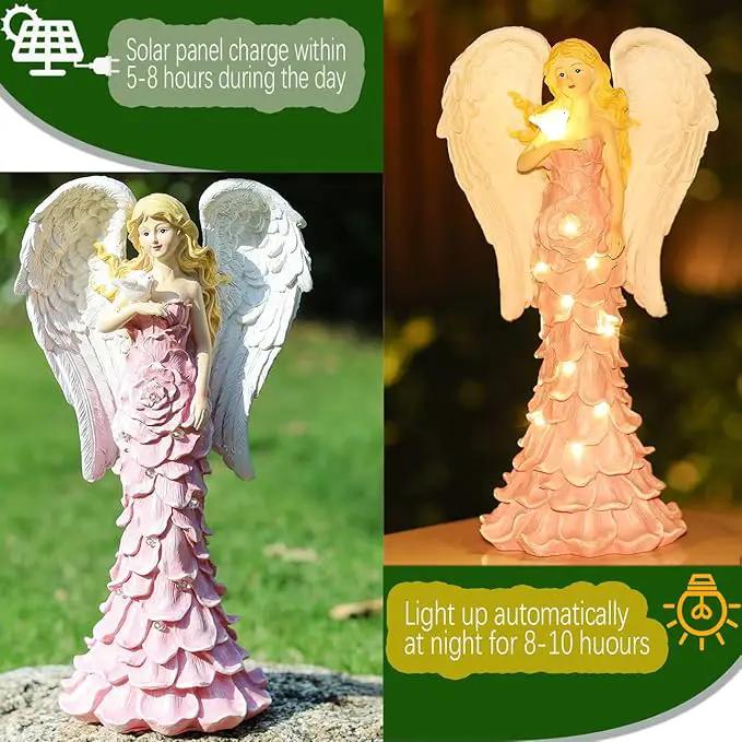 Solar Angel Garden Statues Outdoor with LED Lights –Garden Angel Figurine- Outdoor Lawn Decor Garden Figurine for Patio, Balcony, Yard, Ornament - Unique Housewarming Gifts by GreenHaven Gardens