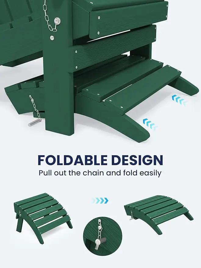 KINGYES Folding Adirondack Ottoman for Adirondack Chair, Green by GreenHaven Gardens
