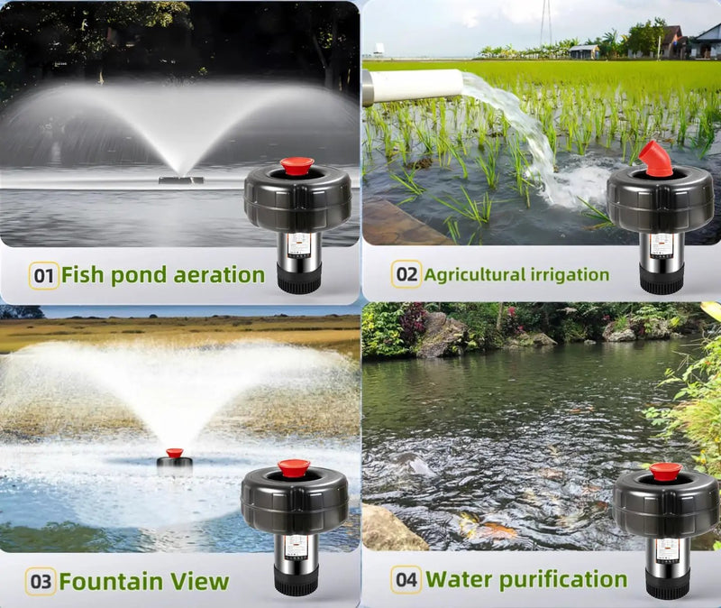 Pond Fountain Aerator, 1HP 10000 GPH Floating Fountain Pump with Timer & 100FT Cord, Stainless Steel Pond Jet System for Large Outdoor Ponds & Lakes by GreenHaven Gardens