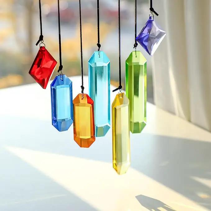 HDCRYSTALGIFTS 7pcs Prisms Crystal Suncatchers for Windows Hanging Rainbow Maker Sun Catchers with Crystals Indoor Outdoor Home Garden Decor by GreenHaven Gardens