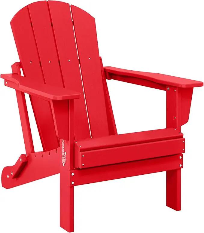 Westin Outdoors Laguna WO Home Outdoor Adirondack Folding Chair Lounger Seat Traditional Retro Home Furniture for Beach, Balcony, Backyard, Lawn, Patio, Pool, Deck, Garden (Red) by GreenHaven Gardens