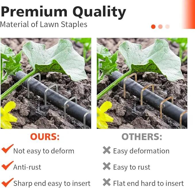 Landscape Staples, 50 Pcs Galvanized Garden Stakes, U-Shaped Tent Stakes, 6 Inch 11 Gauge Plant Cover Stakes, Anti-Rust Ground Sod Pins Yard Stakes for Landscape Weed Barrier Irrigation Tubing by GreenHaven Gardens
