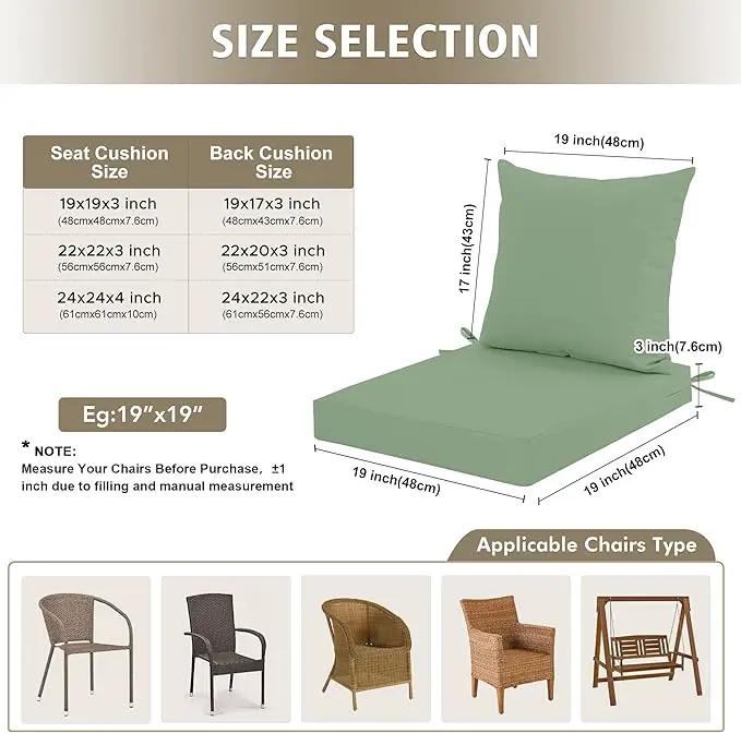 Outdoor Chair Cushions, Waterproof Outdoor Cushions for Patio Furniture w/Fade-Resistant, Removable & Machine-Washable Covers, 19x19 Inch, Ideal for Seat in Gardens/Porch – Set of 4, Sage Green by GreenHaven Gardens