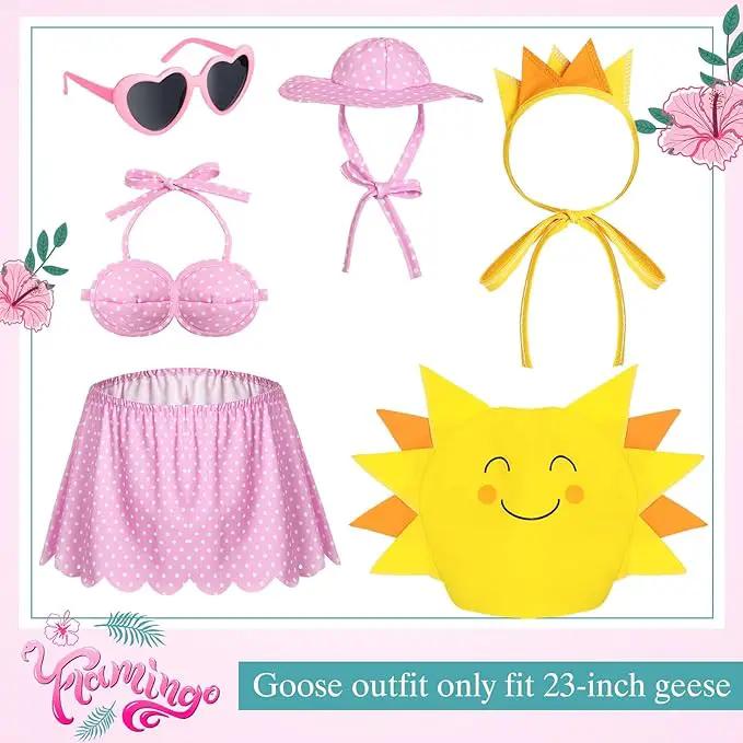 2 Set Hawaiian Luau Porch Goose Outfit for Lawn 23'' Plastic Goose Clothes Costume Summer Outdoor Decor(Sunny Style) by GreenHaven Gardens