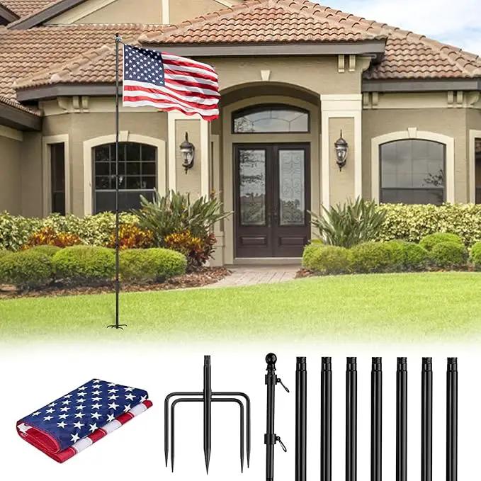 ZMTECH 10 FT Flag Pole with American Flag in Ground, Extra Thick Flag Pole Kit for Yard,Windproof Ground Flag Poles for Outside House Residential or Commercial（1 PACK） by GreenHaven Gardens
