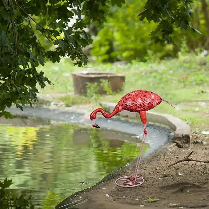 XONOR Metal Flamingo Garden Statues Large Red Flamingo Yard Art Outdoor Sculptures for Home Patio Lawn Backyard Décor, Set of 3 by GreenHaven Gardens