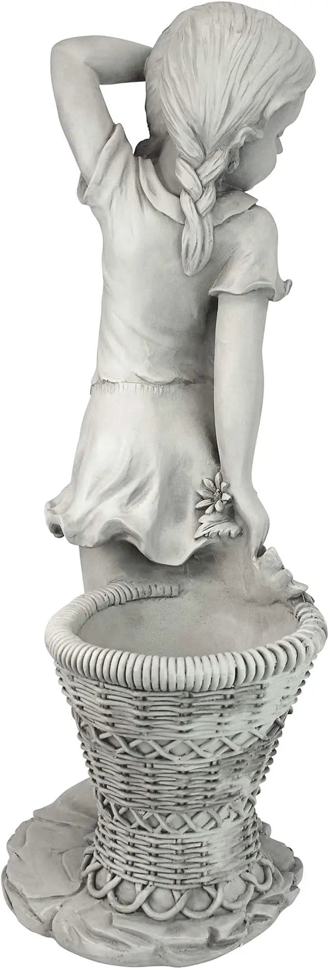 Design Toscano Frances the Flower Girl Outdoor Garden Statue with Planter, 21 Inch Tall, Cast Stone Resin, Antique Stone Finish by GreenHaven Gardens