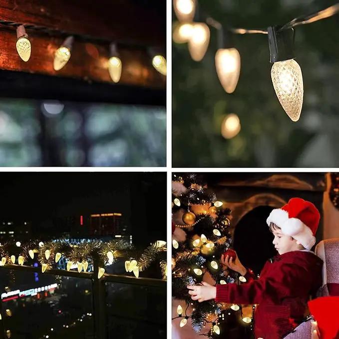 100Pack C9 Replacement LED Light Bulbs, Strawberry Christmas Bulb 2700K Soft White Shatterproof & Waterproof Outdoor String Light Bulbs, E17 Candelabra Base Edison Bulbs for Holiday Decoration by GreenHaven Gardens