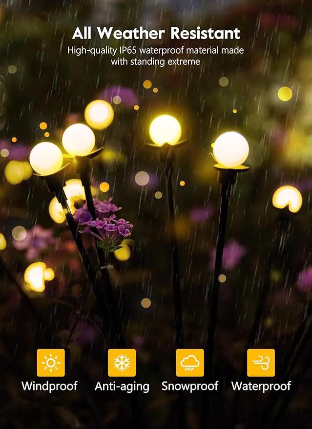 Solar Garden Lights - 8 Pack 12 LED Solar Firefly Lights with 2 Lighting Mode, Sway by Wind, Waterproof Solar Outdoor Light for Yard Patio Walkway Decoration, Warm White by GreenHaven Gardens