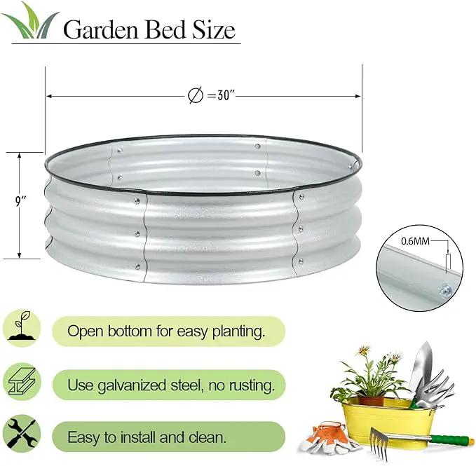 BPS Metal Raised Garden Bed, 2.5FT Diameter Galvanized Planter Raised Garden Boxes for Flower Planters, Vegetables Herb by GreenHaven Gardens