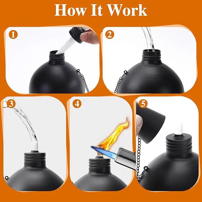 4 Pack Citronella Tabletop Torches, 25 oz Table Top Torches for Outdoor, Metal Oil Burner Candles, Garden Torches with Fiberglass Wick for Yard, Patio, Deck, Garden, Party, Landscape. by GreenHaven Gardens