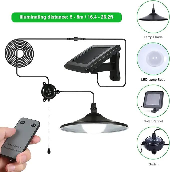Lixada Solar Pendant Light Outdoor Indoor Hanging Light LED Shed Light Waterproof Pendant Lamp with Remote Control & Pull Cord for Garden Yard Patio Balcony Landscape Home Decoration by GreenHaven Gardens