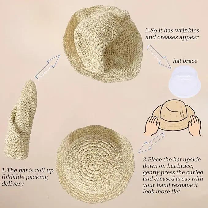 Floppy Big Beach Straw Hats for Women Foldable Summer Wide Brim Packable Sun Hat Womens Travel Straw Fedora Hat by GreenHaven Gardens
