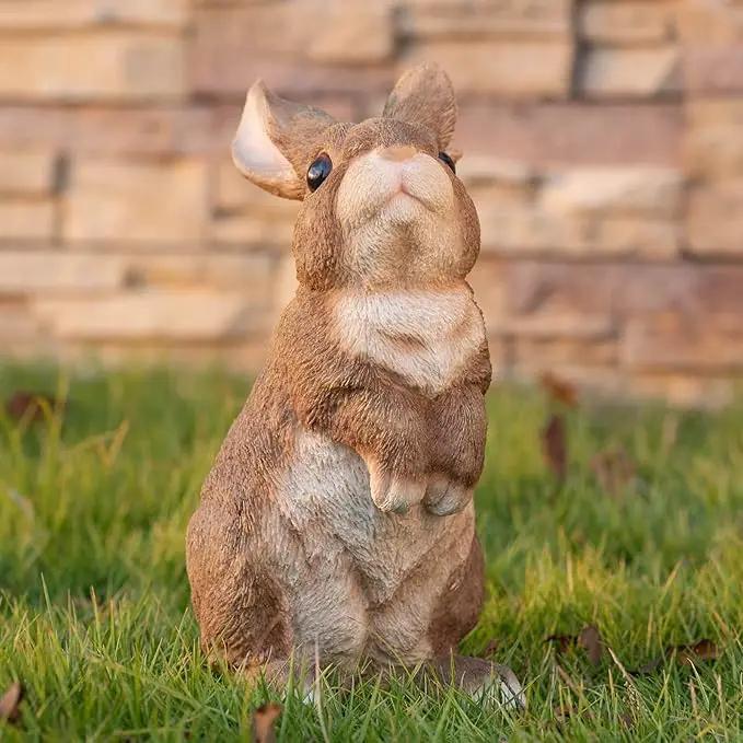 Bunny Statue Garden Statues Rabbit Figurines Decor Outdoor Polyresin Easter Decorations Bunnies Gifts Home House Kitchen Figurine Patio Lawn Yard Art Housewarming Funny Decoration 9.5inch by GreenHaven Gardens