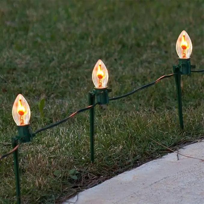 C7 Christmas Flicker Flame String Lights, 25Ft C7 Outdoor Christmas Decorations String Lights with C7 Clear Flicker Flame Bulbs, Hanging Patio Lights for Christmas Halloween Party Garden Porch-Black by GreenHaven Gardens