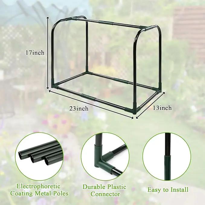 U'Artlines Portable Mini Greenhouse Small Green House with Waterproof Pad 23x13x17 Inch Plant Cover Tent for Garden Small Plants Indoor Outdoor, Green PE by GreenHaven Gardens