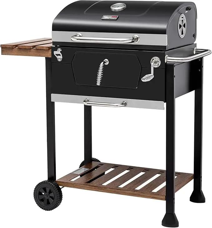 Royal Gourmet CD1824M 24-Inch Charcoal Grill, BBQ Smoker with Handle and Folding Table, Perfect for Outdoor Patio, Garden and Backyard Grilling, Black, Medium by GreenHaven Gardens