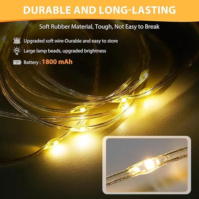 Camping String Lights, 4 in 1 Quick Storage 32.8FT Rechargeable Tent Lights with 6 Modes Hanging Waterproof Camp Lamp Camping Essentials for AwnTent Hiking Yard Garden Bedroom Festival -Warm White by GreenHaven Gardens